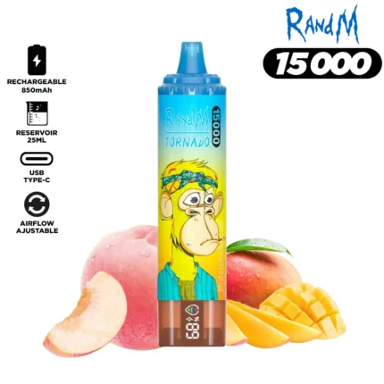 Der beste Preis für RandM Tornado 15000 Züge Pfirsich Mango im Jahr 2025, direkt ab europäischem Lager versandt, Lieferung in 5-7 Tagen (1)