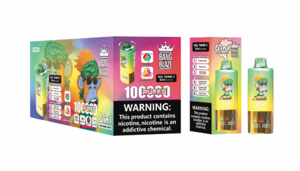 Bang Blaze 100000 Puffs – 6-in-1 Einweg E-Zigarette – Strawberry Ice Peach Lemon Kiwi Passion Fruit Guava – 60 ml – Mesh Coil – Type-C